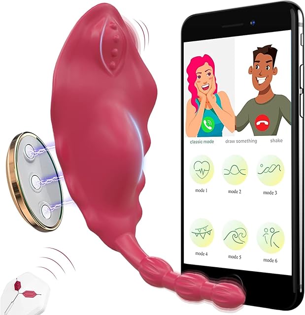 Wearable Panty Vibrator with 10 Modes APP Remote Control,Non-Slip Magnetic Clip Clitoral Vibrating Panties G Spot Butterfly Clitoral Vibrators Sex Toys for Women Couples (red)