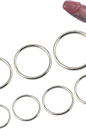 8 PCS Metal Male Cock Ring Binding Set Metal Bondage Penis Stretcher Sex Toy