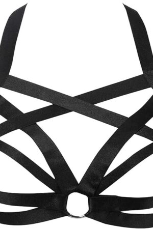 Womens Balconette Womens Bra Elastic Cupless Cage Bra Strappy Hollow Out