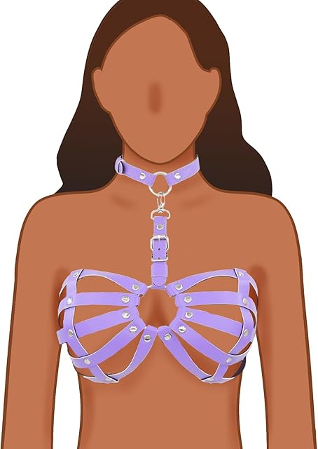 BDSM Harness Sexy Bra with Sex Collar Bondage Gear & Accessories Kinky Sex Things Toys for Women Leather Restraints Adjustable BDSM Restraint Sexy Lingerie Fetish Adult SM Games Role Play Cosplay