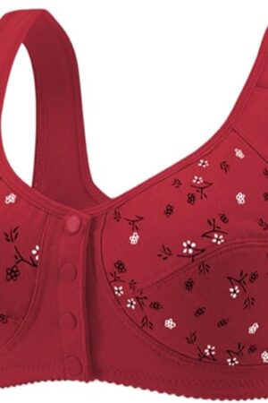 Wireless Front Closure Bra for Women Daisy Comfort Push Up Bras No Underwire Breathable Cotton Plus Size Daily Wear
