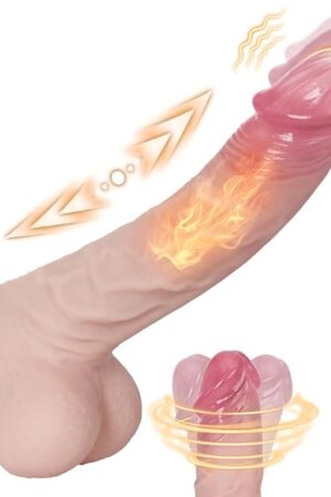 6in1 Thrusting Dildo Vibrator Adult Sex Toys Realistic Silicone Suction Cup Dildos with 3 Vibration 5 Thrust Modes with Roating,Remote Control Vibrators Adult Sex Toys & Games for Women Men (Light)