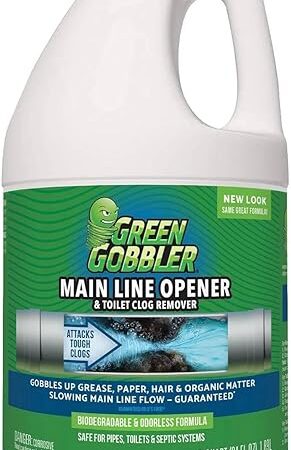 Green Gobbler Ultimate Main Drain Opener | Drain cleaner Hair Clog Remover | Works On Main Lines, Sinks, Tubs, Toilets, Showers, Kitchen Sinks | 64 fl oz