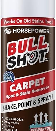 Bull Shot Carpet Spot & Stain Remover by Horsepower, AS-SEEN-ON-TV, Made In USA, Just Point & Spray, Stain-Lifting Foam-Action, Pet Stains & Odors, Coffee, Soda, Wine, Grease, New & Old Stains & More