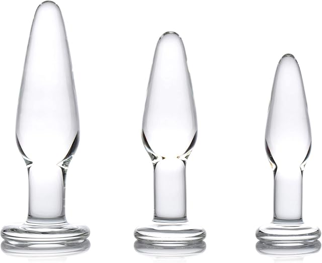 Dosha 3 Piece Glass Anal Plug Set: Premium Borosilicate Crystal Butt Plugs, Hypoallergenic & Non-Porous, Ideal for Anal Training, Prostate Massaging ? Small, Medium, Large ? for Men, Women & Couples