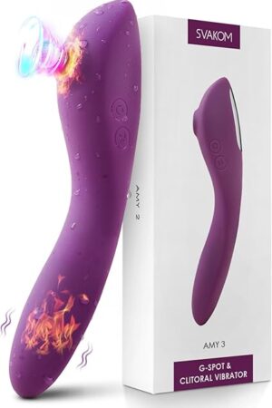Heating Sucking Dildo Vibrator Sex Toy - SVAKOM Dual-end Heating Adult Toy Clitoral Sucker G Spot Vibrators - 5*5 Suction & Vibration Modes Vibrating Personal Massager Vibe Stimulator for Women Couple