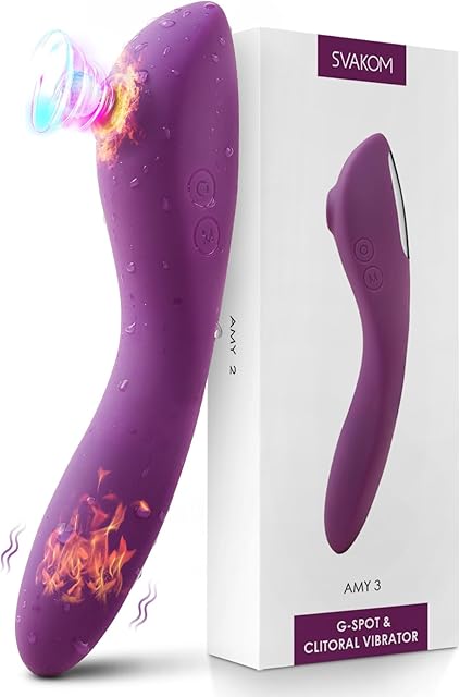 Heating Sucking Dildo Vibrator Sex Toy - SVAKOM Dual-end Heating Adult Toy Clitoral Sucker G Spot Vibrators - 5*5 Suction & Vibration Modes Vibrating Personal Massager Vibe Stimulator for Women Couple