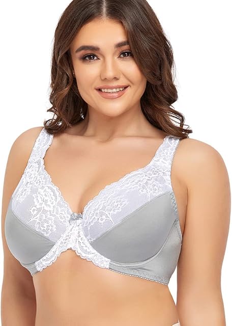 Women's Plus Size Full Coverage Lace Bra Underwire Non Padded Push up Bralette
