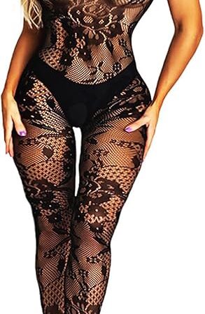 Womens Lingerie Bodystockings Sexy Fishnet Bodysuit Mesh Body Stockings Lingerie Lace Tight Nightwear Bodystocking (M)