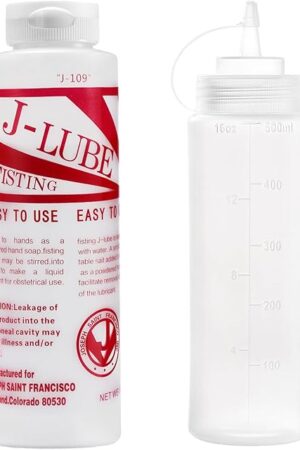 J-LUBE FISTING Powder Mixes with Water One Bottle Makes 16+ Gallons / 60+ litres and More of Lubricant 10 oz + Squeeze Bottle 500ml (1)