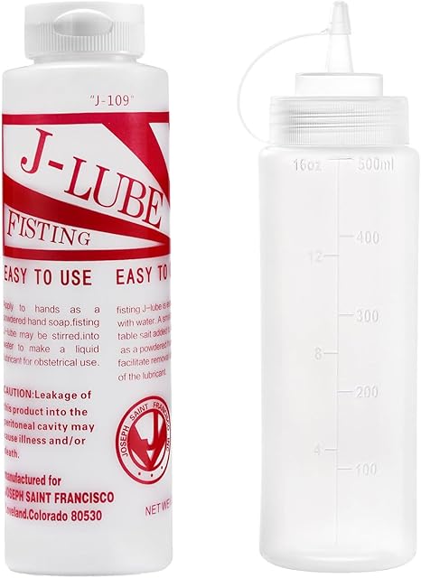 J-LUBE FISTING Powder Mixes with Water One Bottle Makes 16+ Gallons / 60+ litres and More of Lubricant 10 oz + Squeeze Bottle 500ml (1)