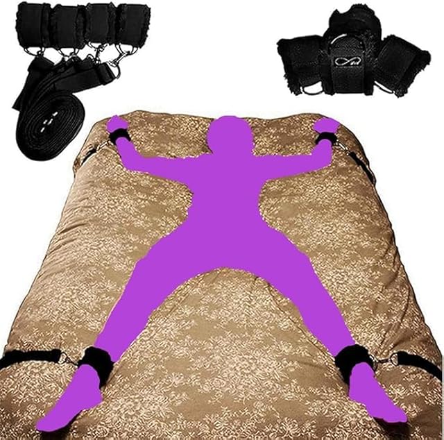 BDSM Kit Bed Restraints Sex Bondage Restraints Straps Set Toys Thigh Restraints Sex Ties for Ankles and Wrist Bar Handcuffs Sex Bed Adult Set with Safety Release Bondage Gear & Accessories C11
