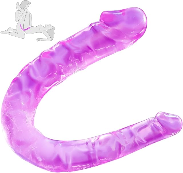 Double Dildo Realistic Double-Ended Dildo, Flexible & Bendable Double Sided Dildo Double Penetrating G-spot Anal Dildo Long Dildo Women Lesbian Sex Toys Double Headed Dildo for Women Couples Beginner
