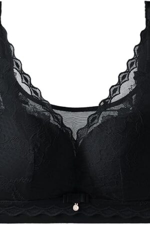 Women's Sexy Lace Trim Floral Bras Underwear Trendy Full Coverage Seamless Bralette Light Thin Comfy Breathable Bra