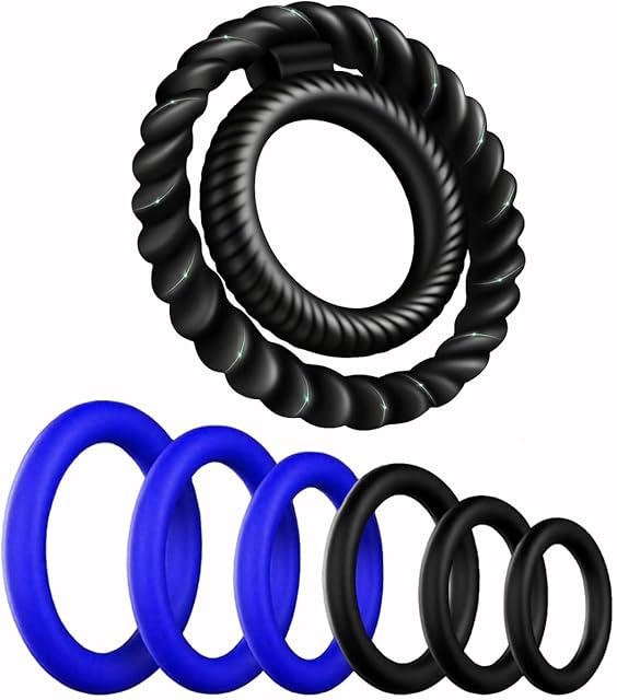 Cock Ring Silicone Penis Rings Set 7 PCS Men?s Cock Rings Penis Sleeve for Erection Enhancing Soft Stretchy Male Sex Toys Adult Toys Sexual Stimulation Device for Couples Pleasure (Blue)