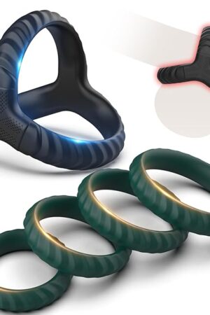 Dovelo Penis Rings Set, 5 Different Sizes Silicone Cock Rings for Couple Sex Toys, Adult Sex Toys for Men - Green