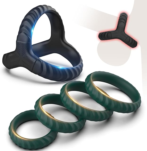 Dovelo Penis Rings Set, 5 Different Sizes Silicone Cock Rings for Couple Sex Toys, Adult Sex Toys for Men - Green