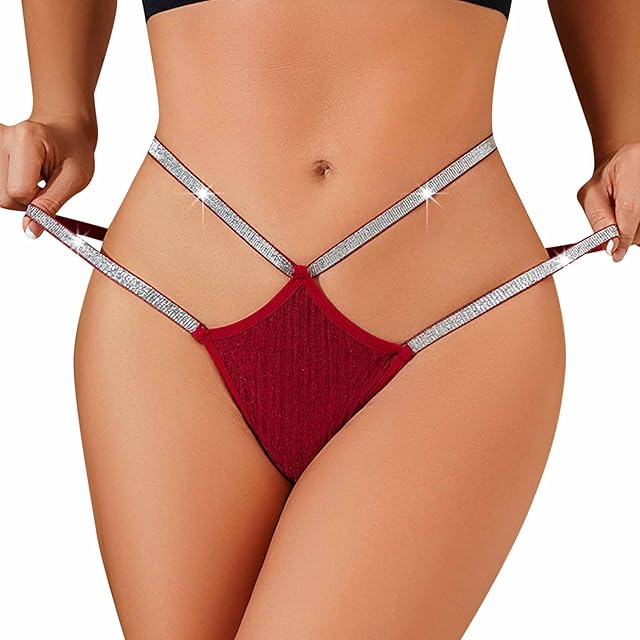 Heevina Women G Strings Panties Ribbed Shiny Strappy Hollow Out Sexy T Back Thongs Low Rise Underwear Tangas Fashion