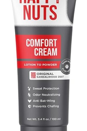 HAPPY NUTS Comfort Cream Deodorant For Men: Anti-Chafing Sweat Defense, Odor Control, Aluminum-Free Mens Deodorant & Hygiene Products for Men's Private Parts 34oz, Original