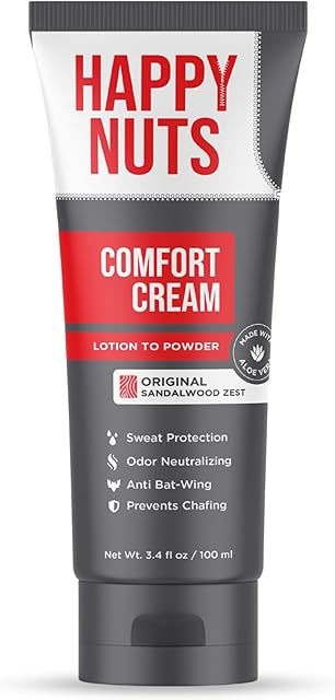 HAPPY NUTS Comfort Cream Deodorant For Men: Anti-Chafing Sweat Defense, Odor Control, Aluminum-Free Mens Deodorant & Hygiene Products for Men's Private Parts 34oz, Original