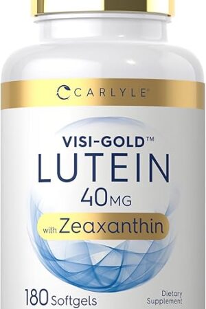 Carlyle Lutein and Zeaxanthin Supplement | 40mg | 180 Softgels | Pills for Eyes | Eye Health Vitamins | Visi-Gold | Non-GMO and Gluten Free