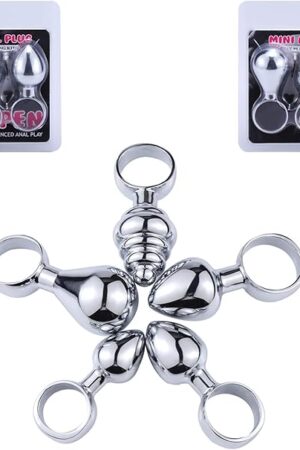 Adult Metal Ring Anal Plug. Finger Pull Ring Hold Soft G-spot Vagina Stimulator Training Thrusting Orgasm Tease Masturbator Sex Toy for Women Men Male Unisex (Large Medium Small)