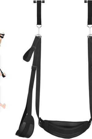 BDSM Door Sex Toys Sex Swing Bondage Slave Leather Soft Plush Sex Slings with Adjustable Straps, Hanging Door Handcuffs Leg Restraints Spreader Adult Toys for Couple