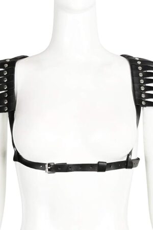 Women's Body Chest Harness Belt Shoulder Belt, Adjustable Faux Leather Body Chest Harness Bondage Strap for Ladies, Cosplay Costume Rave Masquerade Party Fetish Clubwear BDSM SM Slave Role Play