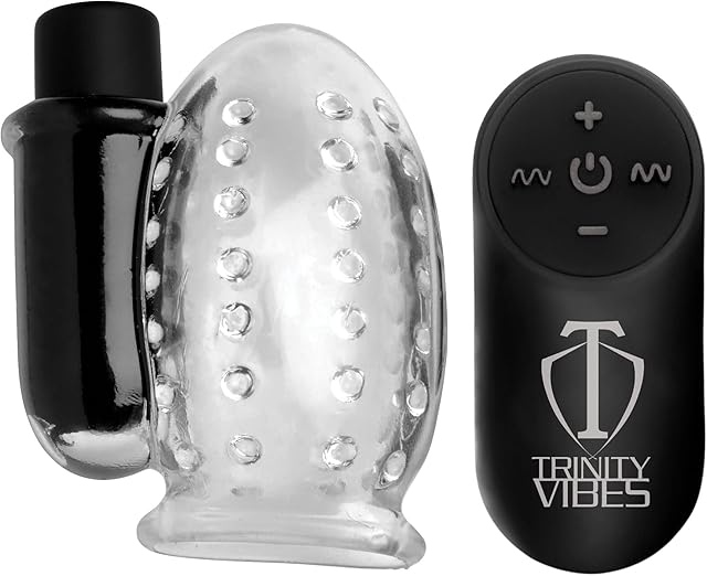 28X Rechargeable Penis Head Teaser Vibrator Toy with Remote for Men & Couples, Adult Sex Toy Bullet Vibrator Penis Tip Stimulator & Massager, Textured Inner Sleeve for Pleasure, Clear