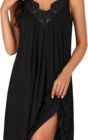 Women's Nightgown V Neck Lace Trim Chemise Sleepwear Lingerie Tank Dress Nightwear