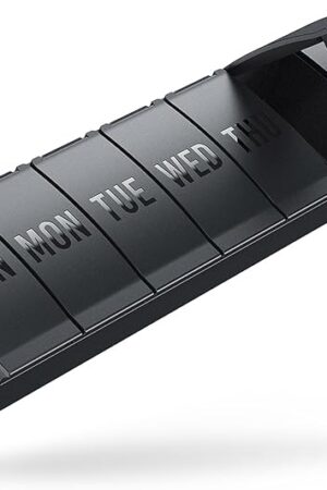 Barhon Pill Organizer Large, Weekly Medicine Pill Organizers, 7 Day Pills Box Case Travel for Big Vitamin Supplements Fish Oil, Black