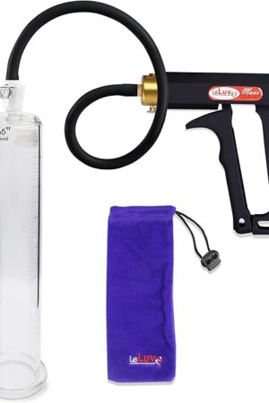 LeLuv Maxi Black Premium Penis Pump with Uncollapsable Silicone Hose | 9" Length x 1.65" Diameter Cylinder