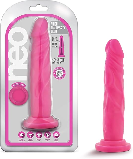 Blush Novelties Neo Realistic Dildo - 7.5 Inch Length and 1.5 Inch Width - Sensa Feel Dual Density - Strong Suction Cup for Hands Free Play and Harness Strap - Sex Toy for Men Women Couples