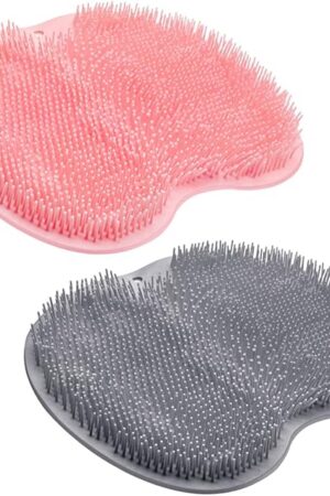 2PACK Shower Foot Scrubber Mat Back Washer Back Exfoliating Bath Wash Pad Wall Mounted Slip Suction Cups Foot Scrubber for Use in Shower Cups Foot Cleaner for Men and Women