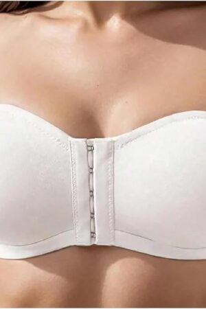Front Closure Strapless Bra for Women Non-Slip Padded Bandeau Bras Seamless Comfortable Sexy Crop Tube Top Bralette