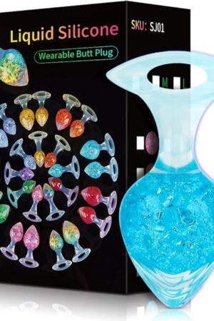Crystal Anal Plug  Premium Buttplug for Women, Men & Couples Anal Plugs for Prostate Play, Small Butt Plug Tail, Waterproof, Soft Silicone for Comfort and PleasureBlue
