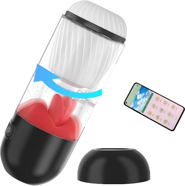 Automatic Male Masturbator with 9 Tongue Vibration & 360? 9 Tongue Licking Modes, Silicone Female Tongue Licking Vibrator 2 Ways to Use Adult Sex Toy for Men & Women