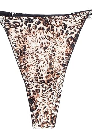G String Thongs for Women Ice Silk Sexy Leopard Micro Thong Underwear Womens T Back Cheeky Panties Adjustable