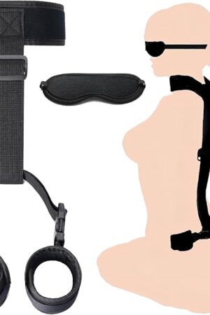 BDSM Bondage Kit Adult Restraints Sex Toys, Neck to Wrist Adjustable Bondage Gear & Accessories, Behind Back Handcuffs Collar with Blindfold Bed Straps Restraints Sex Ropes Sweater F13