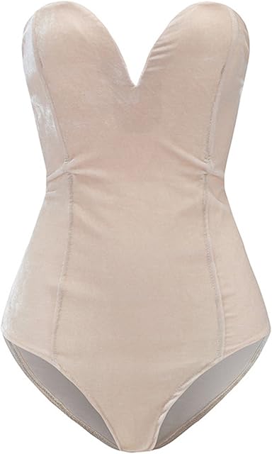 Women Strapless Velvet Bodysuit Back Lace Up Jumpsuit,Sexy Bodysuit Top Playboy Bunny Halloween Costume