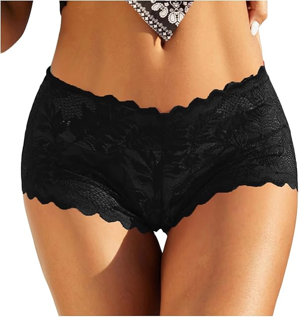 Women's Seamless Boy Short Panties Lace High Waisted Stretch Breathable Cheeky Lady Underwear Briefs Bikini Hipsters