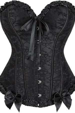Corset Tops for Women, Bustier Shapewear Lingerie, Waist Shaping Lace Push Up Bodysuit Pleated Lace Corset Tops