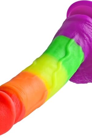 7.67 in(About 19.5 cm) A riot of Colours Huge Realistic Dildo Realistic Skin Texture Realistic Soft Silicone Dildo with Powerful Suction Cup-Very Flexible able to Meet Any imaginable Posture