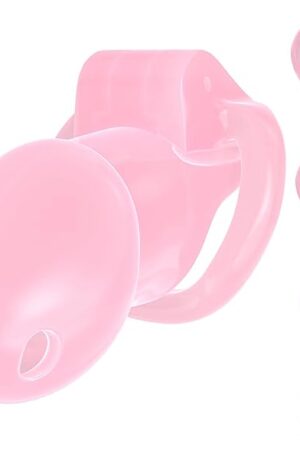 FYJENNICC HT-V2 Male Chastity Cage - Beginner-Friendly Lightweight Design with 4 Adjustable Rings & Invisible Lock | Secure Bondage Gear | Adult Sex Toy for Men (Pink, Short)