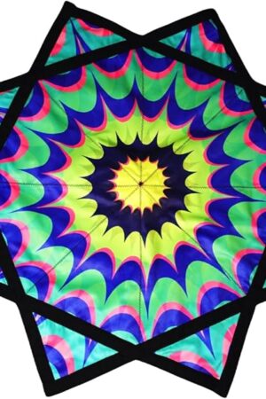 Flowstar Beginners Flow Star Spinning Cloth Easy to Rotate Sided Print Fingertip Rotating Flow Toy Double Stitched Flow Toy Dapo Star Green&Yellow (Style-8)