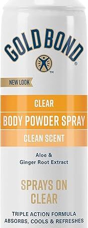 Gold Bond No Mess Clear Invisible Body Powder Spray, 7 oz, Absorbs Odor-Causing Sweat
