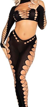 Womens Notorious Lingerie Sets for Women Sexy Black Crop Top and Footless Tights for Women, Black, One Size