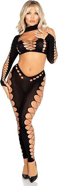 Womens Notorious Lingerie Sets for Women Sexy Black Crop Top and Footless Tights for Women, Black, One Size