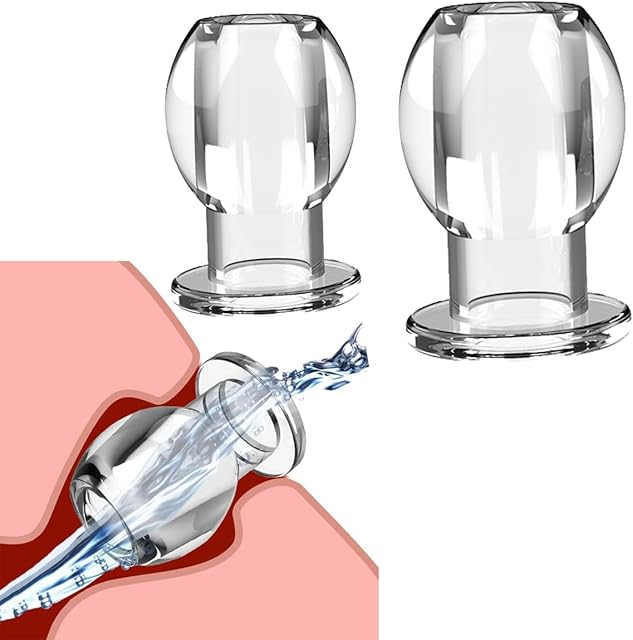 Hollow Anal Plug Vaginal Dilator Speculum, TPE Transparent Anal Plug Anal Speculum Vaginal Stretcher Tunnel Anal Dilator BDSM Enema Toys Sex Toys for Adult Men Women (2 Pcs Style B)