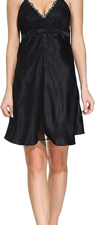 Women's Sexy 100% Mulberry Silk Slip Chemise with Silk Chiffon Inside Front Slit
